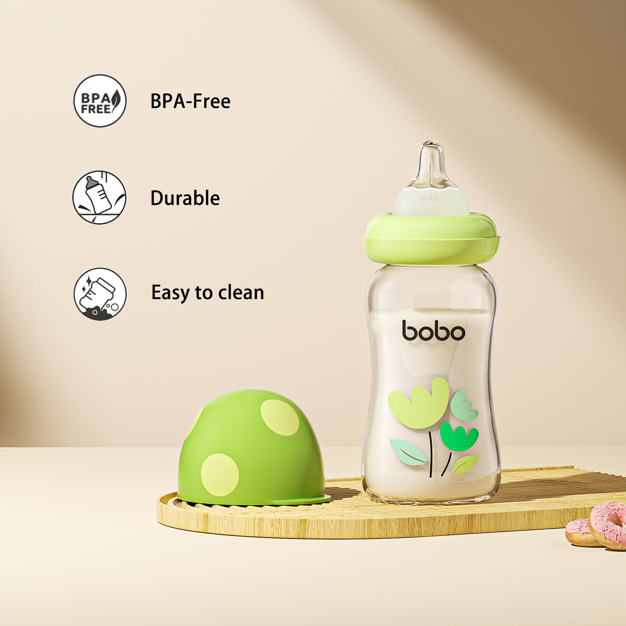 YOHKOH Natural Baby Bottles Sets with Level S Nipple,0m+(5.4oz (Pack of 4)Green)