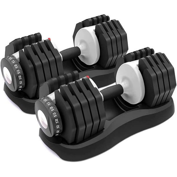 Ativafit Adjustable 55 Pounds Fitness Dial Dumbbell with Handle and ...