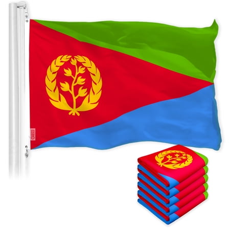 G128 – 5 Pack: Eritrea (Eritrean) Flag | 3x5 feet | Printed 150D – Indoor/Outdoor, Vibrant Colors, Brass Grommets, Quality Polyester, Much Thicker More Durable Than 100D 75D Polyester