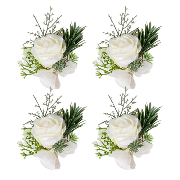 Qarigey Flores artificiales para bodas - Romance a un día especial Novia Fácil de usar Amplia aplicación premium Blanco leche Corsage Type2 NO2