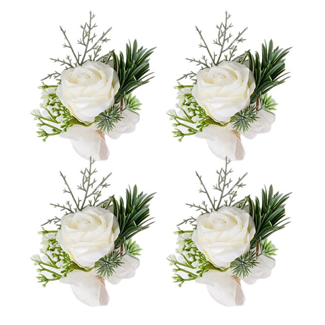 Qarigey Flores artificiales para bodas - Romance a un día especial Novia Fácil de usar Amplia aplicación premium Blanco leche Corsage Type2 NO2