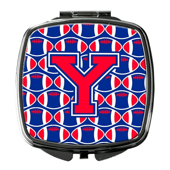 Letter Y Football Harvard Crimson and Yale Blue Compact Mirror CJ1076-YSCM