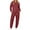Red, variant on UVN Two Piece Outfits for Women Long Sleeve Hoodies Tops And Pants Pajamas Sets Casual Fall Winter Lounge Set with Pockets