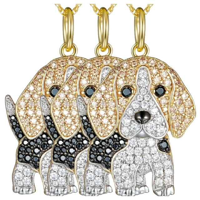 Collar Hermosos DogNeck17 3Pzas Beagle Negro Metal Cadena y Dije.