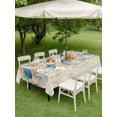 thumbnail image 4 of Outdoor Tablecloths with Umbrella Hole & Zipper, Beach Coastal Beige Rectangle Tablecloth 60x120 Inch, Nautical Shell Starfish Coral Summer Waterproof Table Cloth, Patio/Pool/Picnic Table Covers, 4 of 8