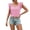 Pink, variant on Cap Sleeve Tops for Women Square Neck Peplum Y2k Blouses Lace Up Layered Lettuce Trim Flared Ruffle Hem Tee Shirt Black L
