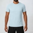 thumbnail image 2 of FRSASU Summer Sports T-Shirt for Men Short Sleeved Streetwear T-Shirts Elasticity Active Slim Fit Gym Fitness Tees Tops Light Blue, 2 of 6