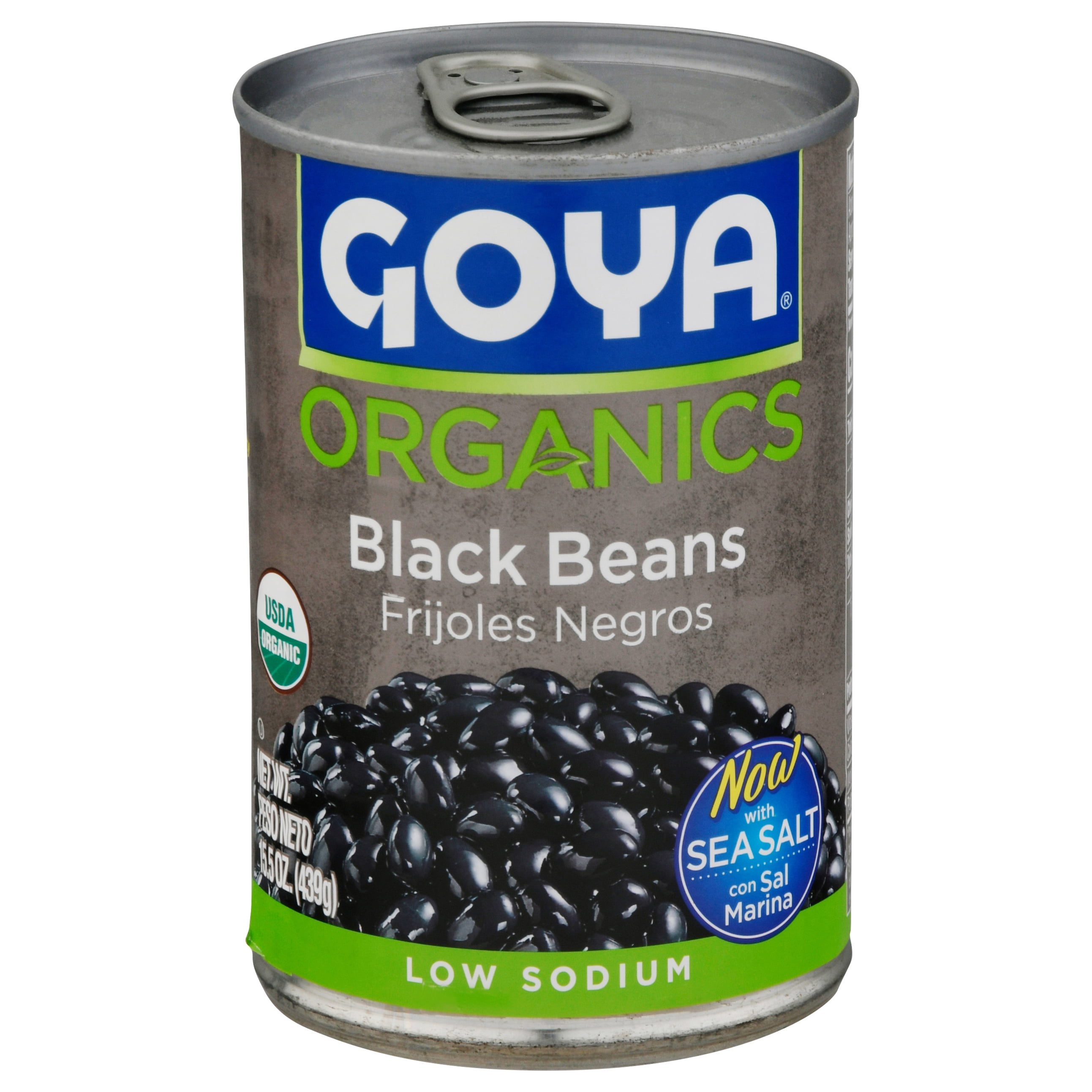GOYA Organic Black Beans Low Sodium, 15.5 oz