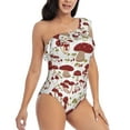 thumbnail image 3 of Gaeub Mushroom Women's One Shoulder Ruffle Tummy Control Swimwear for Swimming Surfing Beach Party - Large, 3 of 8