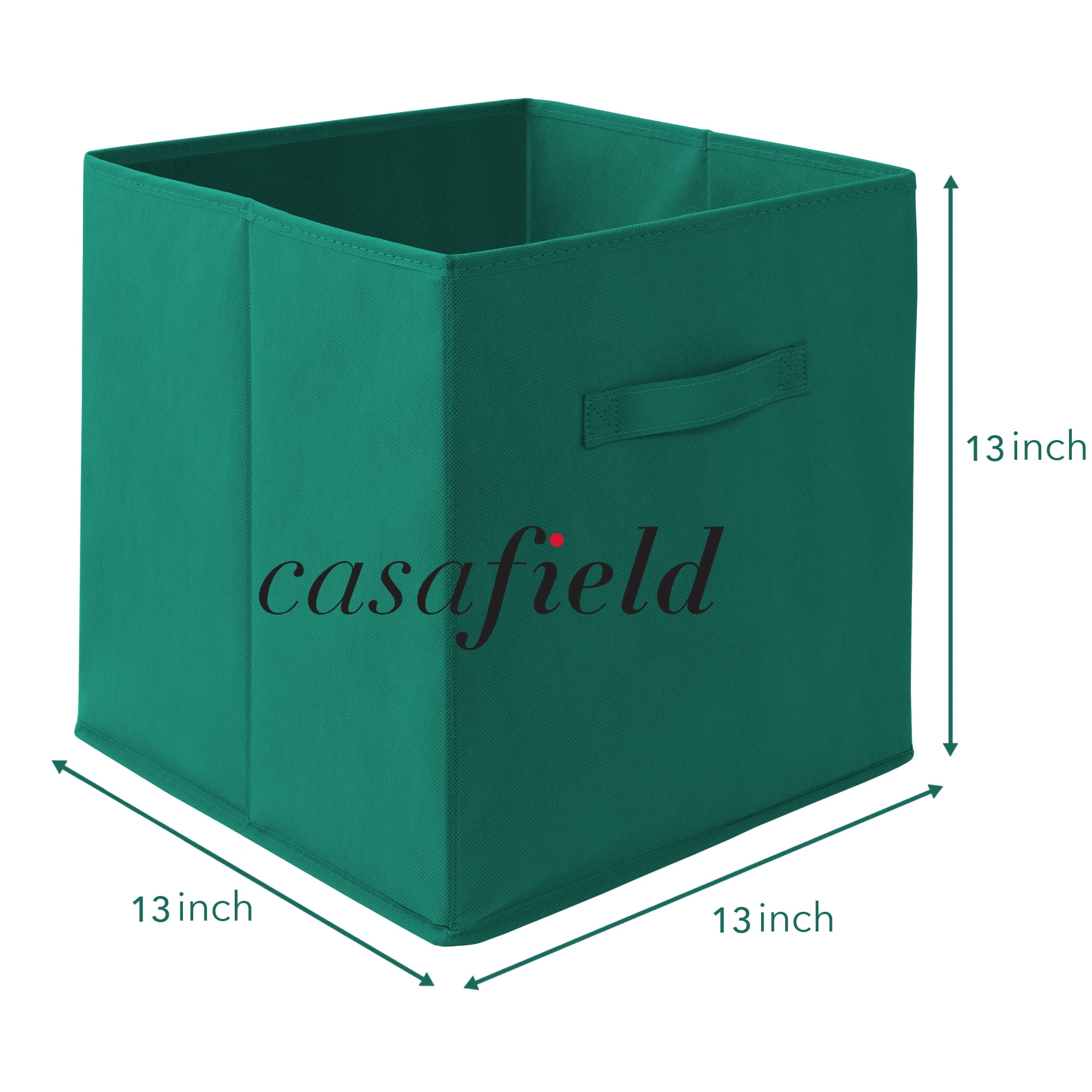 Casafield Set of 12 Fabric Storage Cube Bins, Teal Green - 13" Collapsible Foldable Cloth Baskets for Shelves and Cubby Organizers