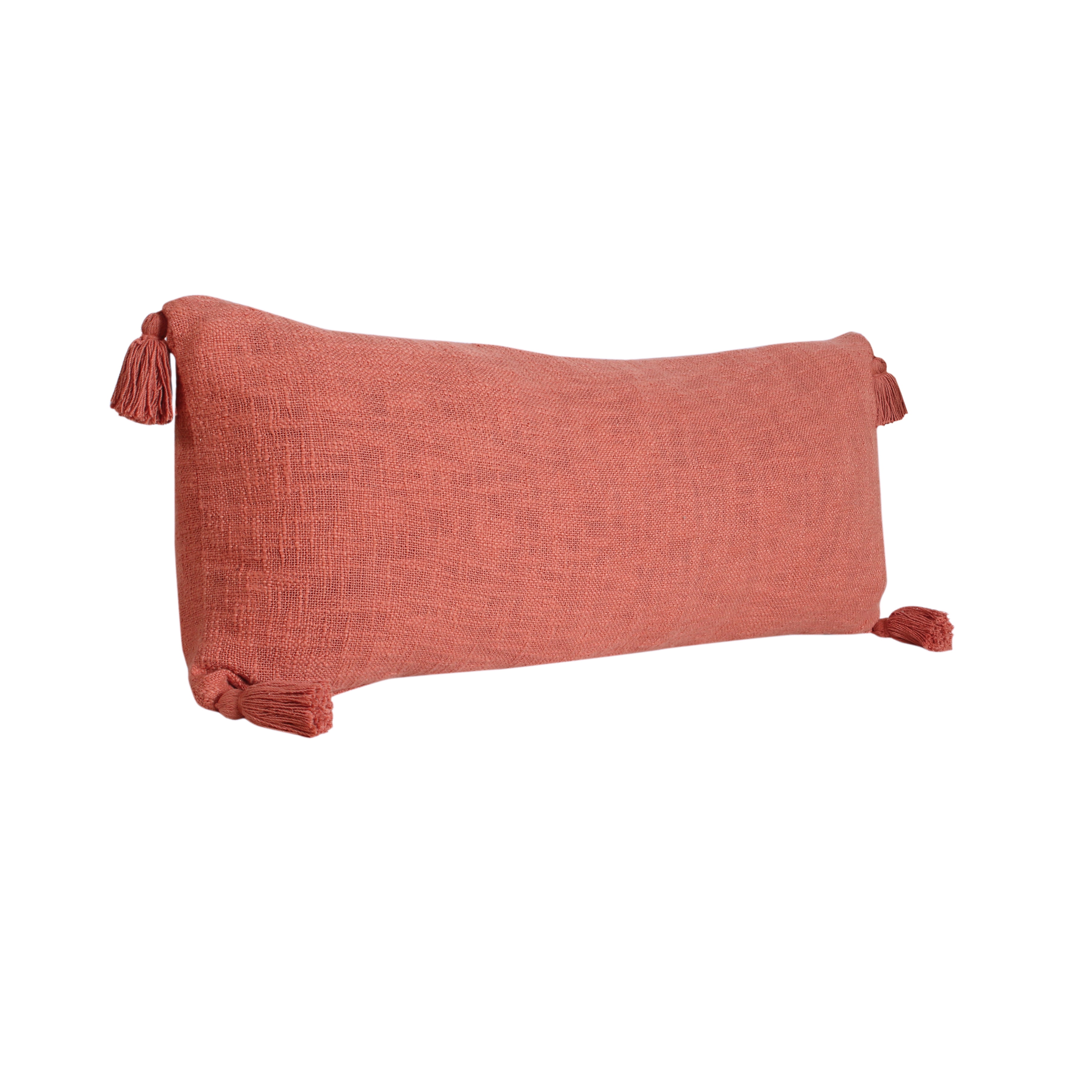 Ox Bay 14" x 36" Hand-Woven Red/ Orange Solid Organic Cotton Pillow Cover