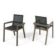 thumbnail image 6 of Noble House Belfast Wooden Mesh Patio Dining Arm Chair in Gray (Set of 2), 6 of 6