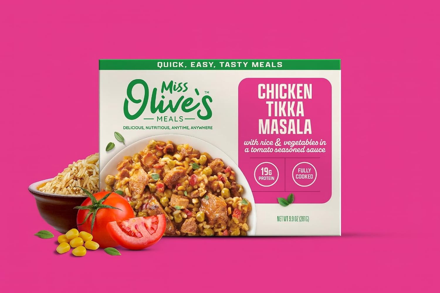 Miss Olive’s Chicken Tikka Masala & Rice Meal, 6 Pack (6/9.9 oz Trays) – Heat & Serve Microwave Meals – K12 Compliant, Nutritious Ready-to-Eat Entrées