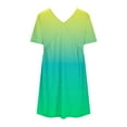 thumbnail image 4 of Busydd Womens Summer Dresses Stylish Colorful Gradient Print Midi Dress Casual Flowy Loose Mini Dress Short Sleeve Deep V Neck Sundress Fashion Beack T-Shirt Dress, 4 of 4
