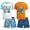 Turquoise Sun/Orange Dino, variant on Quad Seven Boys' Rash Guard Swim Set - 4 Piece Quick Dry Swimsuit Trunk and Swim Shirt (Sizes: 5-12)
