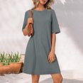 thumbnail image 1 of Ovzne Robes d'Été pour Femmes 2025 Robe Femmes Printemps et Été Mode Décontractée Robe Unie Grande Taille Robe Maxi Liquidation, 1 of 7