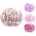 thumbnail image 4 of Here's a refined and professional product description based on the title you provided:\n\n \n\n**4pcs Shower Caps for Women – Double Layer Satin Bathing, 4 of 5