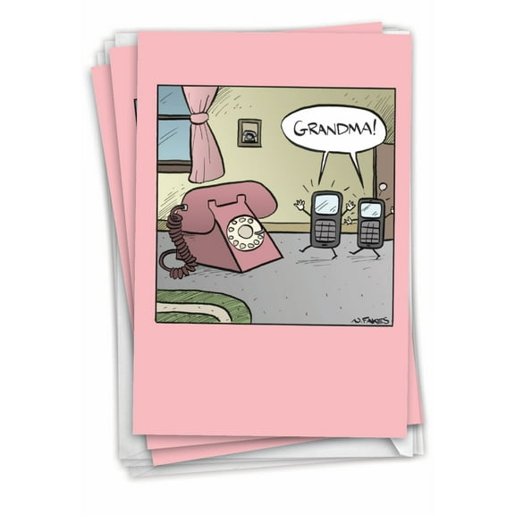 NobleWorks Pack of 3 Funny Mother's Day Greeting Cards with Envelopes (1 Design, 3 Each) Grandma Phone Mother'S Day Humor Greeting Card C1609MDG-C3x1