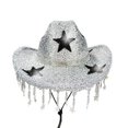 thumbnail image 6 of Santa Hats Western Cowb`oy Hat With Shiny Rhinestone And Fringe For Disco Party Country Music Festival Stage Performance Small Santa Hats, 6 of 6