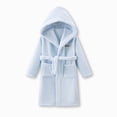 thumbnail image 2 of Gibobby Boys Girls Kids Soft Flannel Bathrobe,Thickened Warm Hooded Sleep Robe with Waist Tie,Plush Cozy Loungewear for Fall Winter for Boys Girls 2-12Y Toddler Pajamas,Light Blue,Size 9-12T, 2 of 4