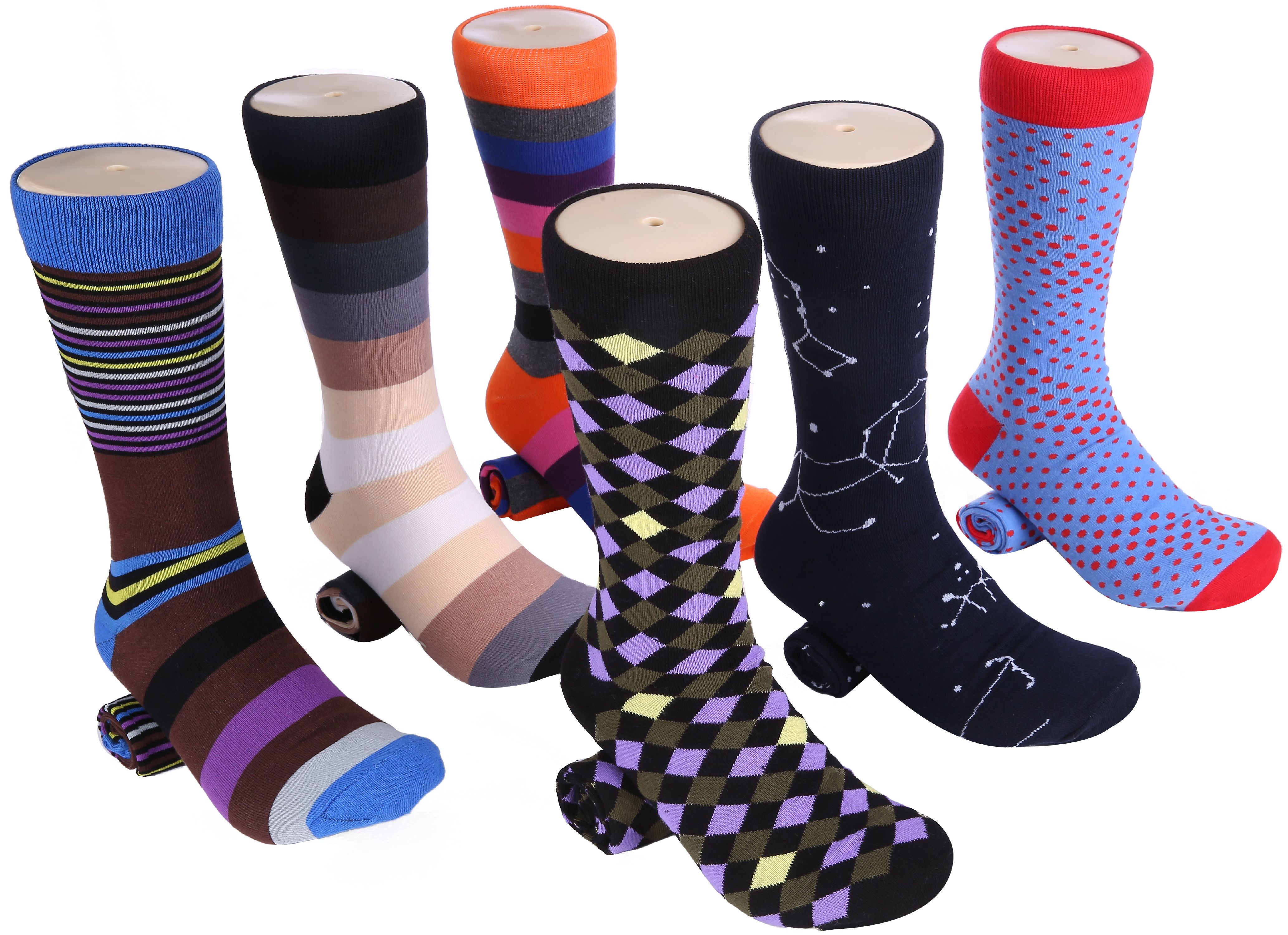 Marino Mens Dress Socks - Fun Colorful Socks for Men - Cotton Funky Socks - 6 Pack