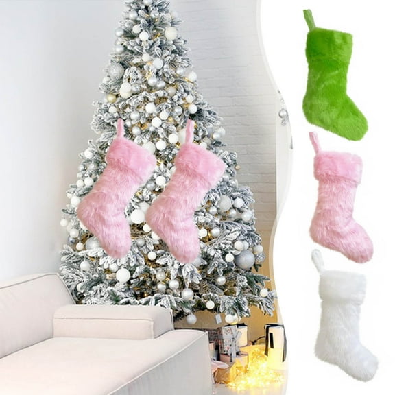 Xuniizn Christmas Stockings Bulk, Assorted Festive Xmas Stockings for Fireplace Mantel Decor, Traditional Holiday Ornaments, Christmas Decorations for Home, Nylon,Spandex, White