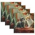 thumbnail image 5 of BZSMCE Satin Native Fab Cotton Dinner Napkin Kittens Flowers and Vintag Reusable, 5 of 8