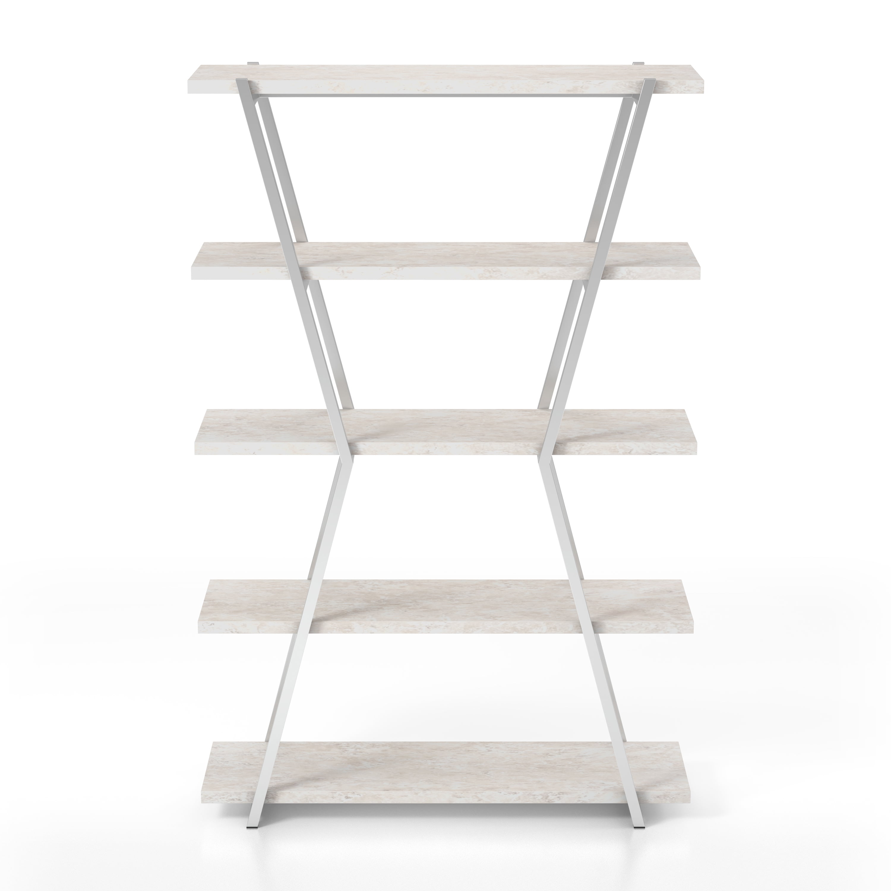 Furniture of America Ketano 5-Shelf Bookcase, Chrome