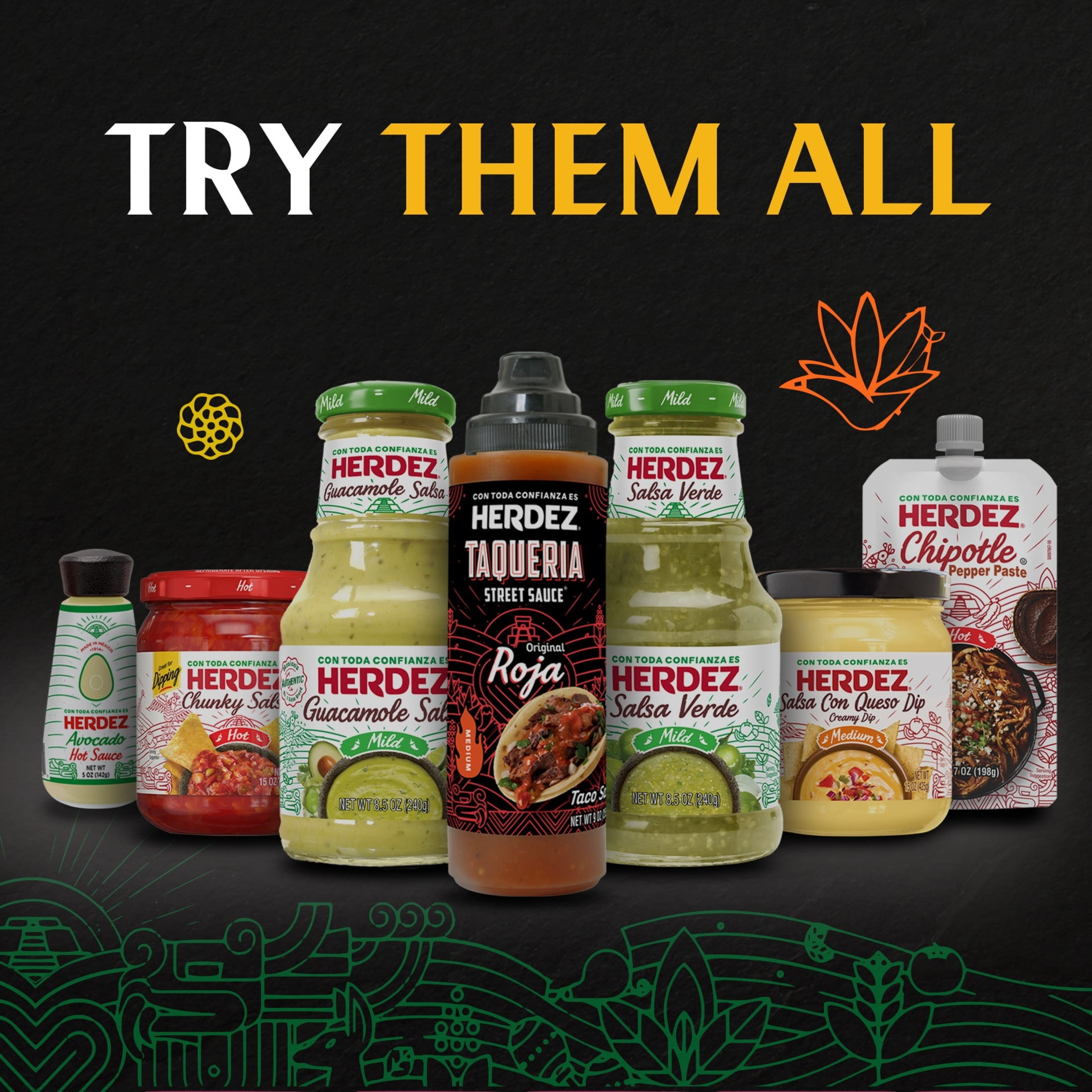 HERDEZ Queso and Salsa Variety Pack, Chunky Salsa Mild, Queso Blanco Medium, Salsa Con Queso Medium, 15oz, 3 Count