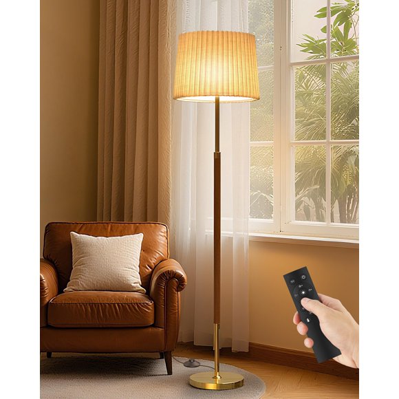 Lámpara de pie de madera regulable JOOFO con control remoto