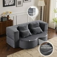 thumbnail image 2 of 79inch Queen Size Foldable Sofa Bed, Chenille Futon Sofa Couch, Floor Couch Bed with Armrest with Pillow, Convertible Sleeper Chair Bed made of High-Density Foam for Living Room, Dark Gray, 2 of 8