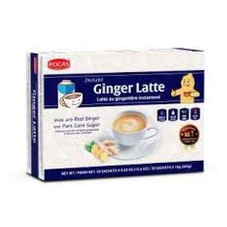 Pocas Instant Ginger Latte 20 Count Box – Creamy Latte Mix with Real Ginger, Honey & Pure Cane Sugar