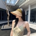 thumbnail image 4 of HONHUZH Summer Hats Womens Summer Wide Brim Visor Hat Ponytail Hole Foldable Sun Protection Cap, 4 of 4