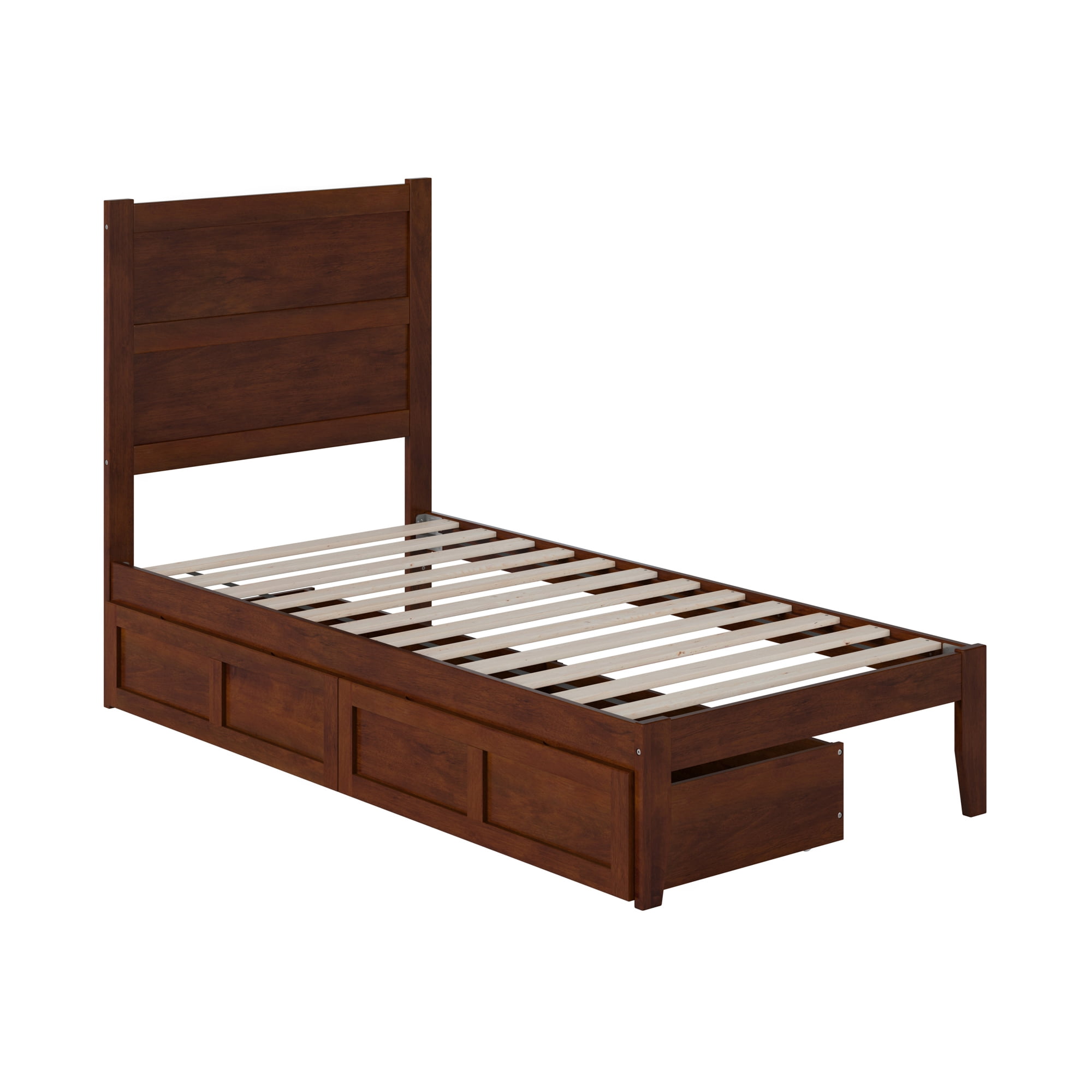 AFI NoHo 14" Twin Wood Platform Bed Frame with Set of 2 Storage Drawers, Walnut