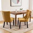 thumbnail image 3 of Hassch Velvet Upholstered Chairs Set of 2, Modern Dining Chair with Wood Legs, Side Chair for Kitchen, Living Room, Gold & Black, 3 of 10