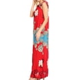 thumbnail image 3 of Sakkas Abby Womens Casual Long Tropical Off Shoulder Dress Elastic & Floral Print - Red - XXL, 3 of 5