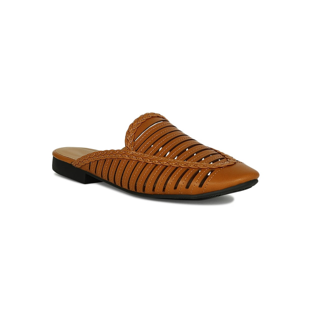 qupid flat trim loafer mules