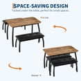 thumbnail image 2 of 43-pulgada industrial dining mesa set con 2 forrado benches y heavy duty metal frame-3-piece kitchen muebles para small spaces studio restaurant o home retro style, 2 of 7