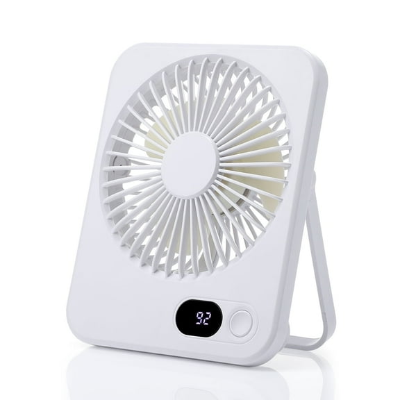 USB Desk Fan, Personal Fan Small Portable Table Fan with 180° Tilt Folding and Power Display and, Battery Rechargable Fan 5 Speeds Strong Wind Ultra Quiet Cooling Fan For Bedroom Desktop Travel
