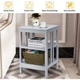 thumbnail image 5 of Yardi Yard 2 Pieces 3-Tier Nightstand with Reinforced Bars and Stable Structure-Gray, Side Table, Chairside Table Narrow End Table for Bedroom Living Room Kitchen, 5 of 6