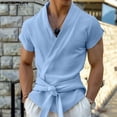 thumbnail image 5 of INCERUN Tops 2024 estilo americano nuevo para hombres con tapeta diagonal textura cinturón camisetas verano casual sólido manga corta camiseta S-5XL, 5 of 5