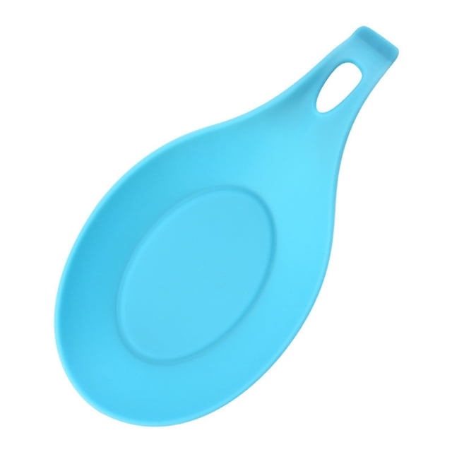 Oleegame 1PC Spoon And Lid Rest Silicone Spoon Mat Kitchen Mat Shelf Mat Heat Insulation Silicone Spoon Holder For Stove Top Blue