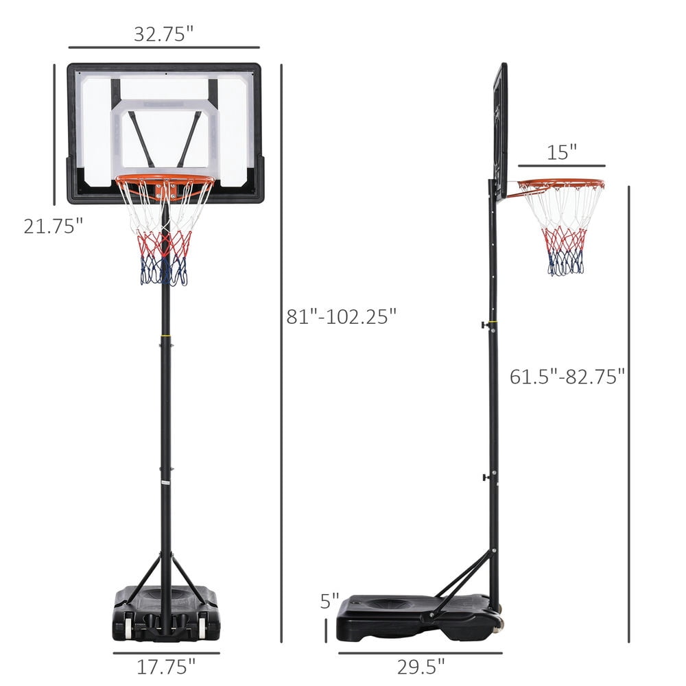Resenkos Portable Basketball Hoop System Stand with 33in Backboard, Height Adjustable 5FT-7FT for Indoor Outdoor Use