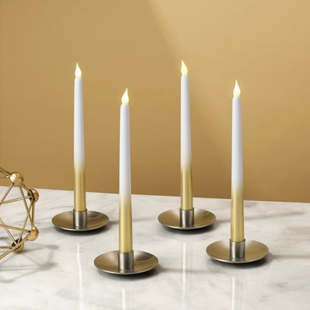 Gold Ombre Flameless LED Taper Candles | Set of 4 | 10