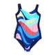 thumbnail image 2 of Traje de baño de una pieza con estampado de colores de verano para mujer, traje de baño conservador ajustado, 2 of 6
