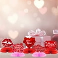 thumbnail image 3 of Diconna Valentine's Day Cubic Structure Centerpieces 9 Pcs 3D Heart Cupid Rose Paper Table Decorations for Party, 3 of 7
