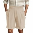 thumbnail image 2 of Men's Classic Summer Casual Dress Shorts Pleated Front Lightweight Chino Work Beach Outfits with Button Waist Pants for Men 2025 Summer Casual Loose Fit, 2 of 8