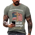 thumbnail image 2 of Men's Loose Fit Flag Print T-Shirt, ONE NATION UNDER GOD Graphic Short Sleeve Top for Casual Daily Wear, Summer Patriotic Tee Gray L, 2 of 4