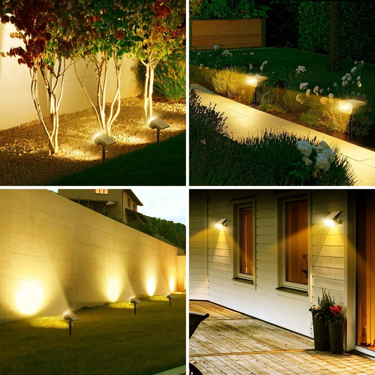 Fratink Solar Lights Outdoor 6 pack, 65 LED IP65 Waterproof, 3 Modes 2-in-1 Landscape Solar Spotlight for Patio Pathway Yard (Warm White)
