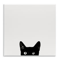 The Stupell Home Decor Minimal Monochrome Black Cat Peeking From Below Wall Plaque Art